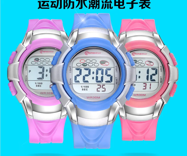 MINGRUI детей цифровые часы для девочек Водонепроницаемый Relojes модного бренда спортивные часы Femmes Relogio Многофункциональный Наручные часы