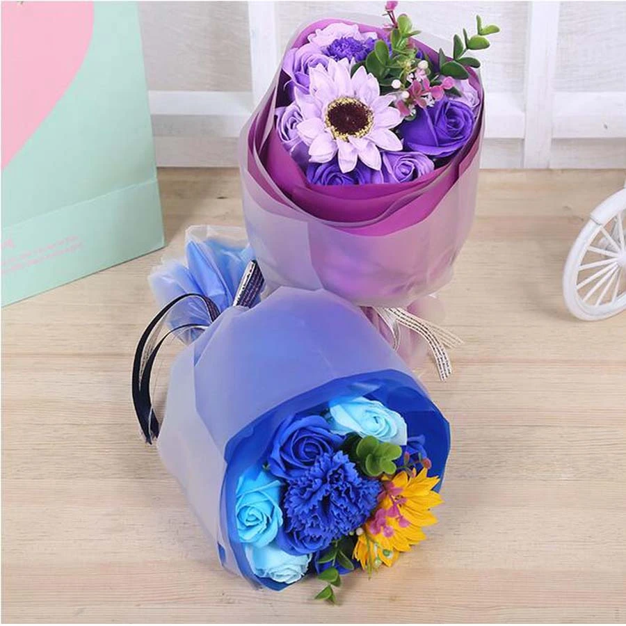 Haute Qualite Simulation Bleu Royal Savon Rose Parfum Bouquet Fleur R Saint Valentin Mariage Anniversaire Fleur Bouquet Cadeau Aliexpress