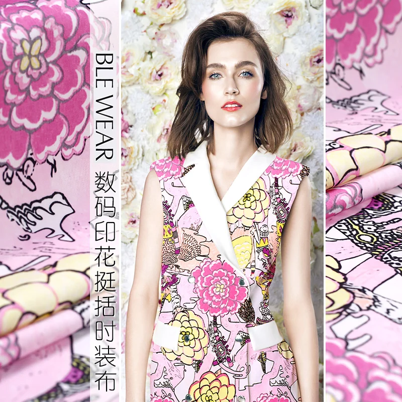 Новая цифровая печать очень гладкая ткань платье Мода полиэстер ткань индивидуальный принт на ткани полиэстер ткань оптом ткань