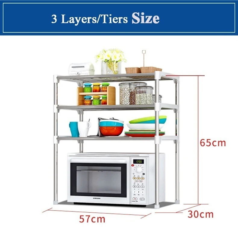 Регулируемый металлический органайзер для кухни, полка для микроволновой печи, съемная полка, полки для кухонной посуды, органайзер для ванной комнаты