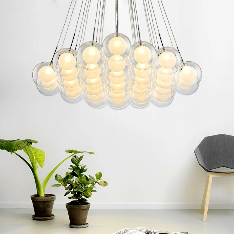 Modern LED chandelier lighting living room hanging lights dining room home fixtures Nordic bedroom Glass ball pendant lamps