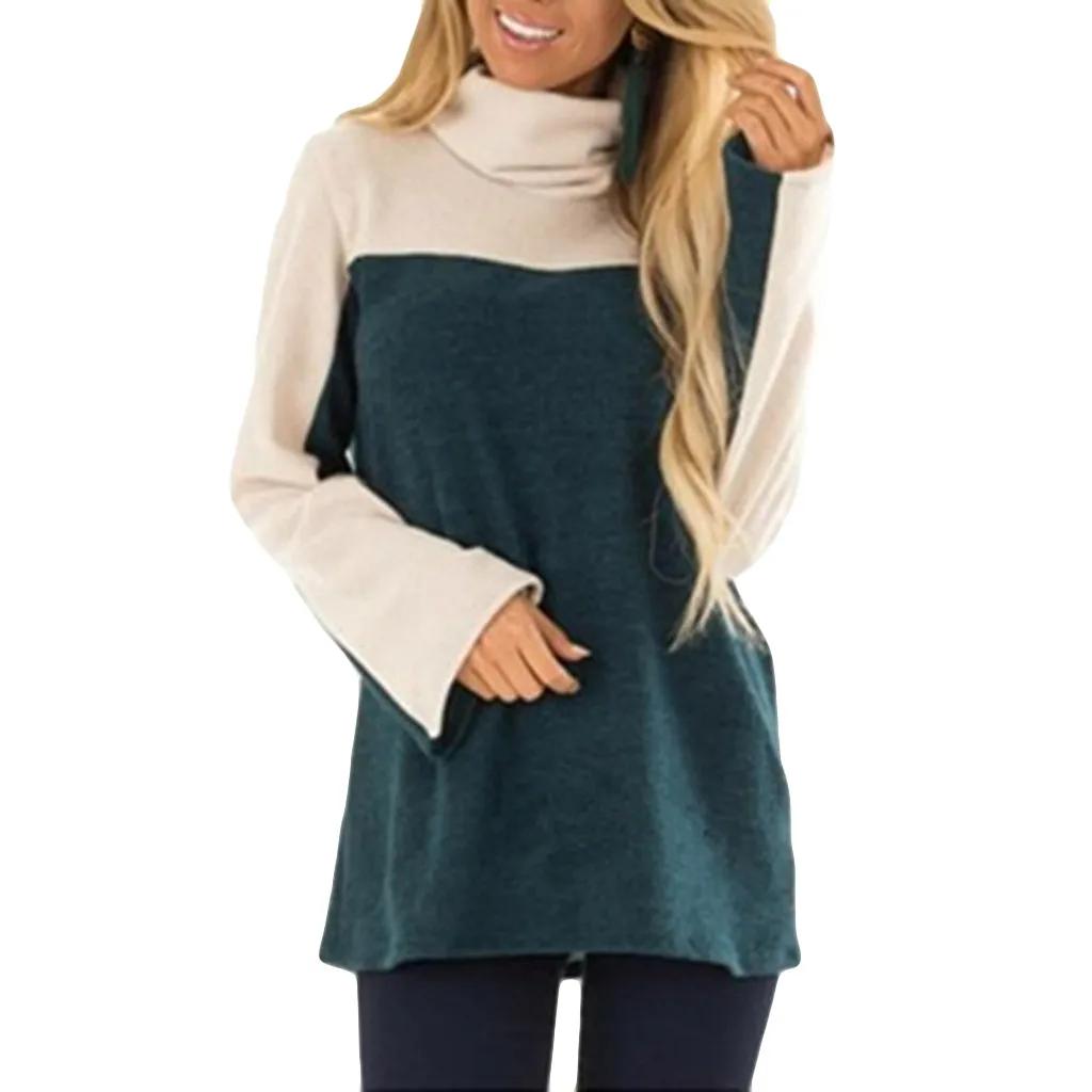 De las mujeres de la moda de cuello de tortuga blusa de primavera invierno Tops casuales de señora de ropa femenina blusa ropa mujer