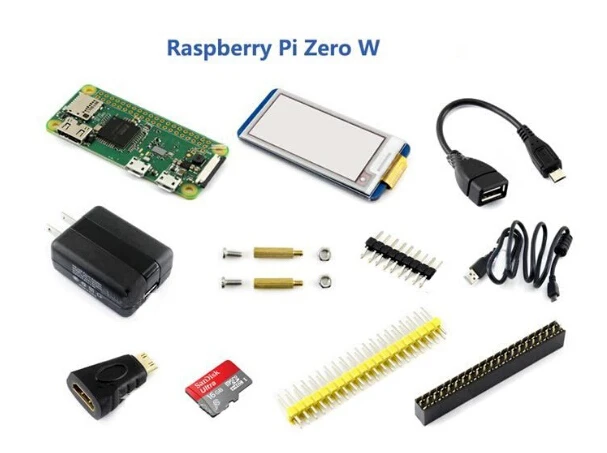 Стартовый комплект Raspberry Pi Zero W с Micro sd-картой + адаптер питания + 2,13 дюймовая электронная бумага + базовые компоненты
