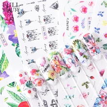 Полная красота 12 шт. Фламинго лак для ногтей Наклейка воды цветок тропические джунгли слайдер Маникюр татуировки украшения CHBN913-984