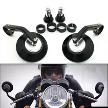 7/8″ Round Motorcycle Rear View Mirrors Motorbike Handle Bar End Rear View Mirrors Black Cafe Racer Mirrior