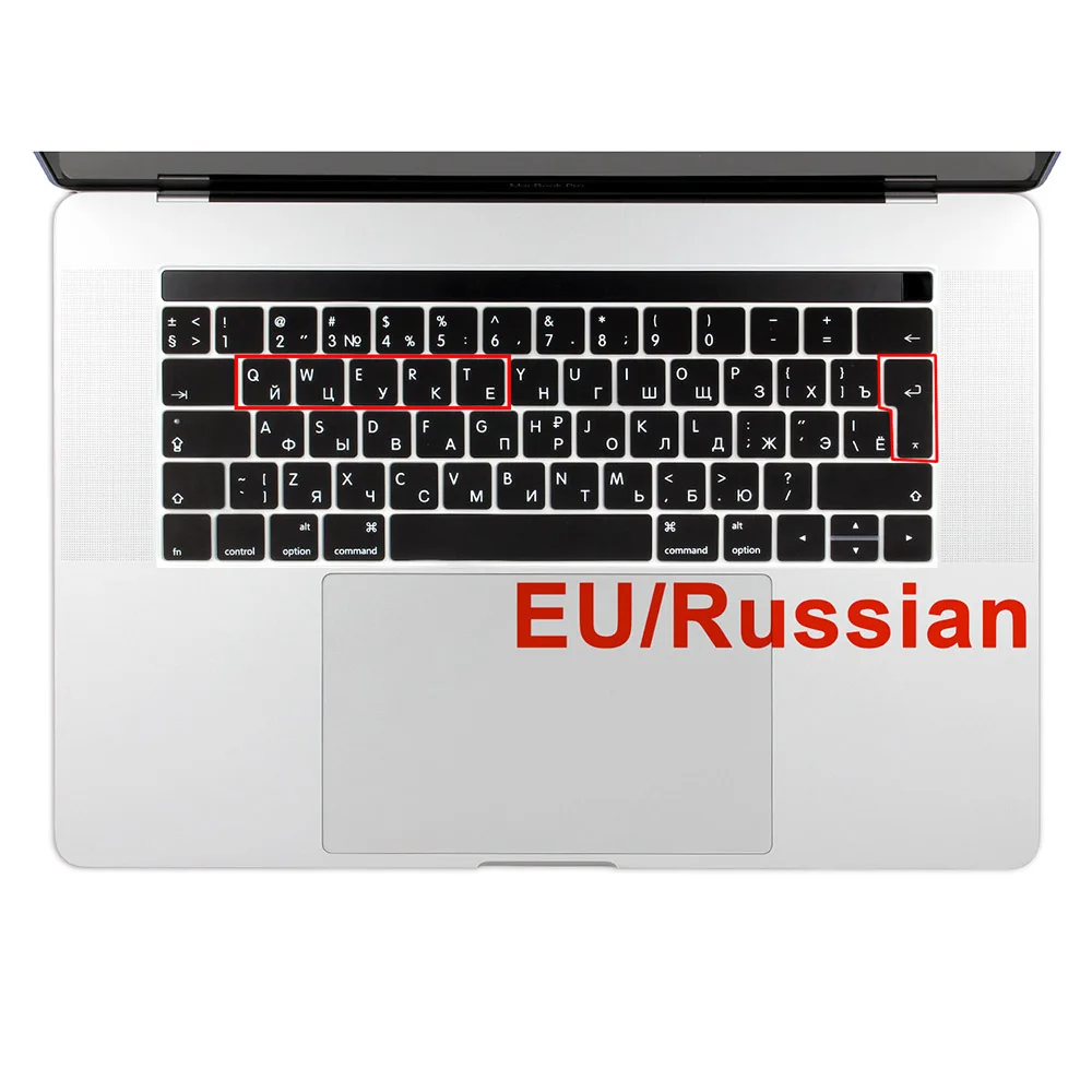 Чехол для клавиатуры Европейского русского языка для MacBook Pro 13 15 с сенсорной панелью, силиконовая кожа A1706 A1707, русская/английская кириллица