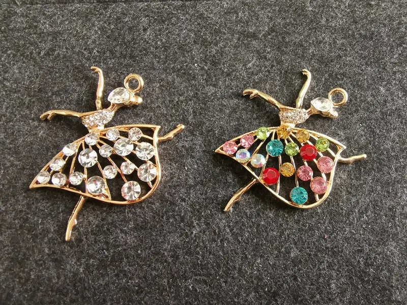 6pcs per lot 53*65mm Cell Phone case DIY Rhinestone Zinc Alloy Dancing Dress ballet Girl Decoration pendant Charms | Украшения и