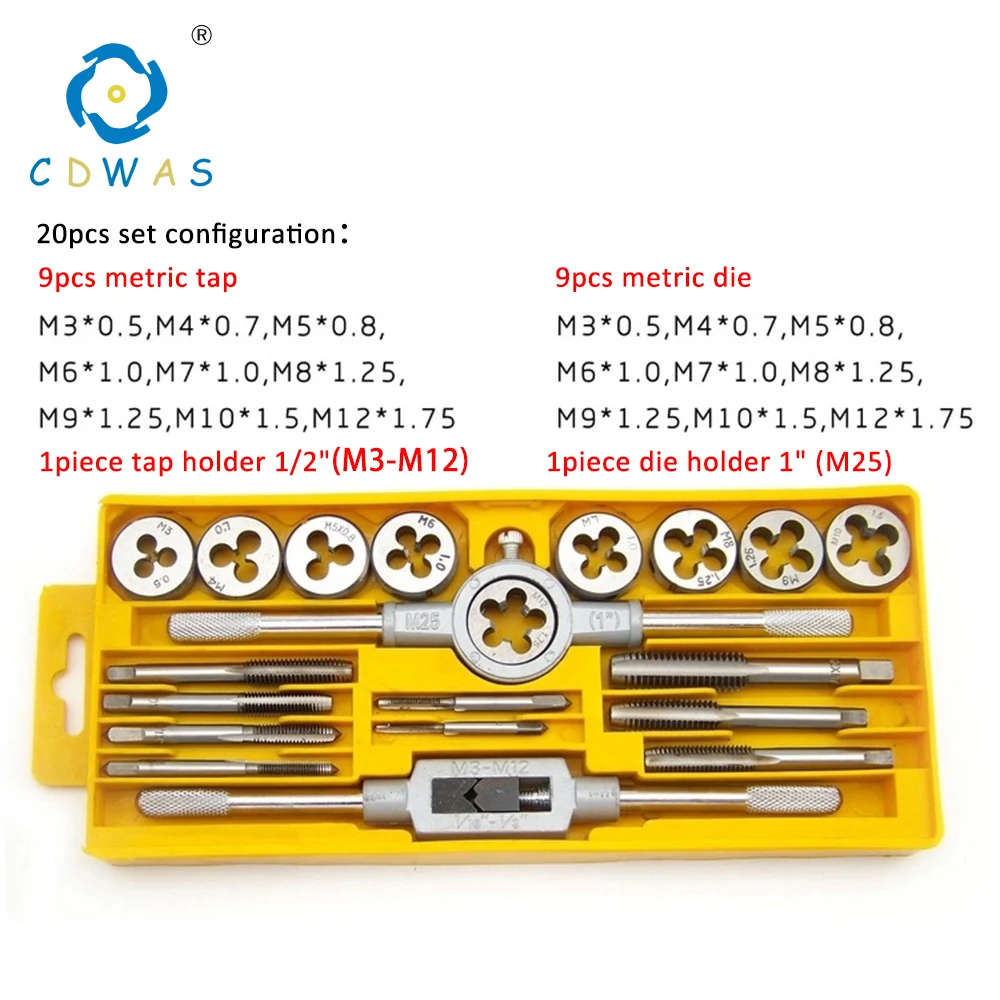 12 шт/20 штук M3 M6 M8 M9 M10 M12 сплав Сталь Tap Die набор ключей нить Вилки краны ключ руку метчиков резки регулировки инструменты