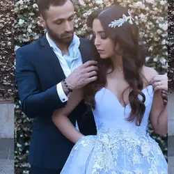 2019 пикантный Небесно-Голубой аппликация «сердце» с открытыми плечами мяч на платье невесты свадебное платья Vestidos Noivas пользовательские
