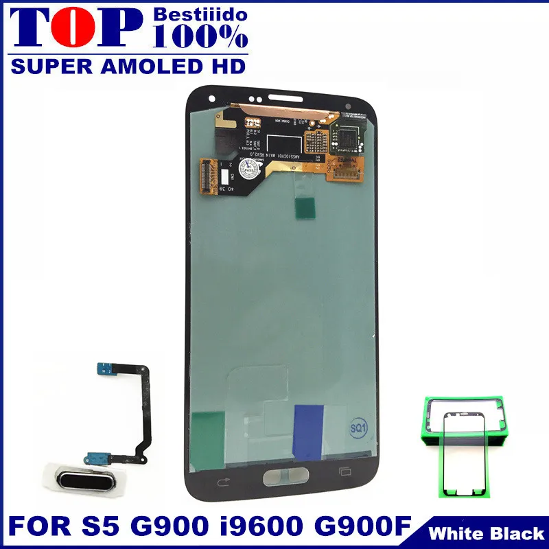 Замена ЖК-экрана для samsung Galaxy S5 i9600 G900F G900H G900M AMOLED lcd s дисплей для телефона сенсорный дигитайзер с кнопкой Home