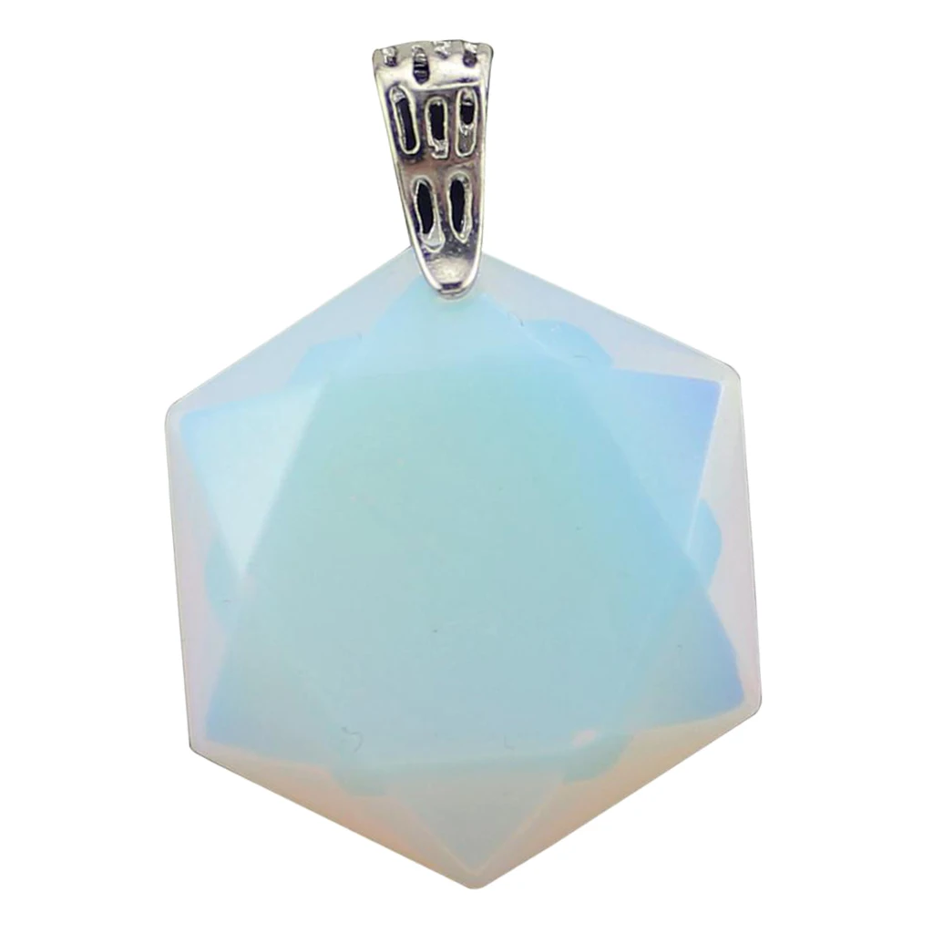 Luster Smooth Polished Crystal Jewish Star of David Hexagram Shape Stone Pendant for Necklace Pendant Metal Bail Clasp