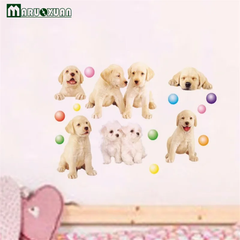 Maruoxuan Removable Golden Retriever Dogs Wall Stickers For Baby Kids