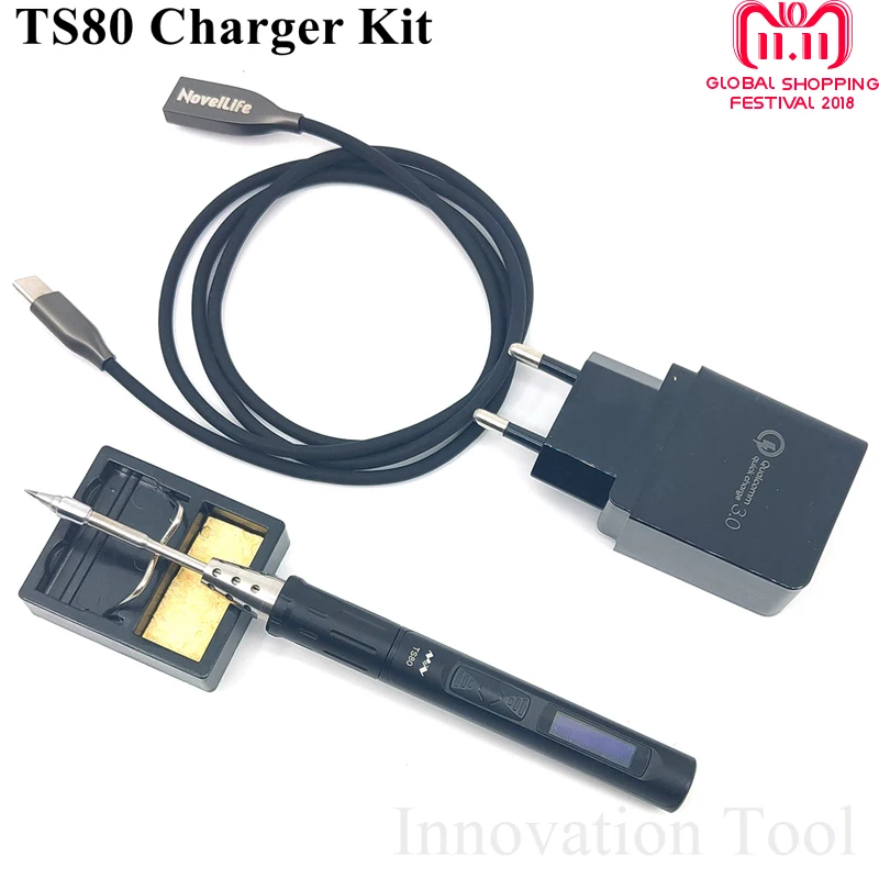 

Mini TS80 Portable Digital Soldering Iron Station QC3.0 Quick Charger Kit Adjustable Temp OLED Screen USB Type C Power Cable