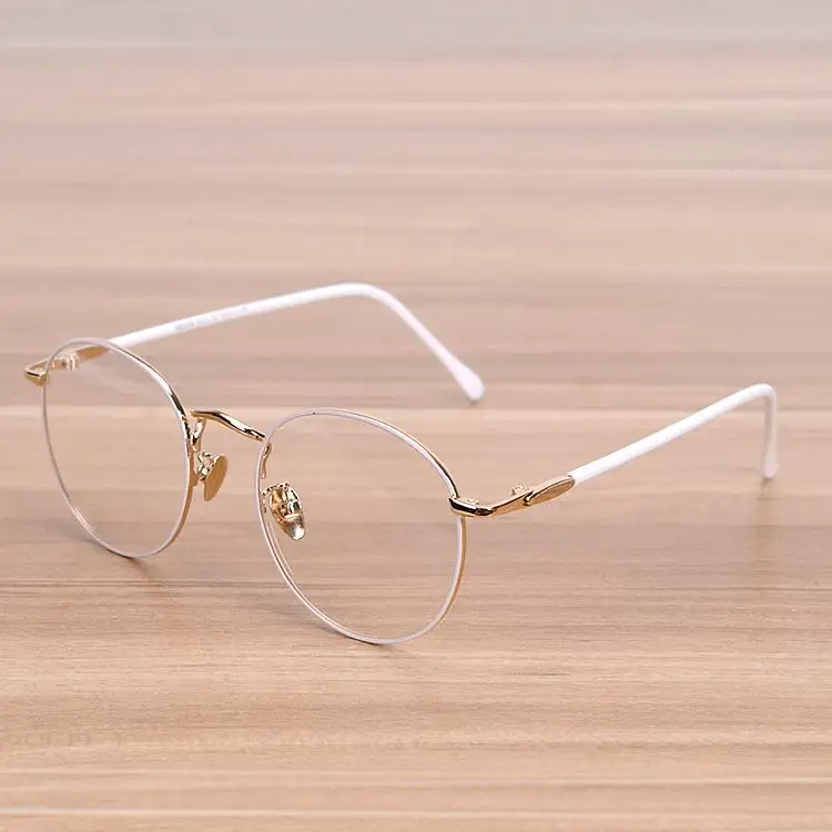 NOSSA классические большие круглые оправа очки Женские винтажные металлические белые очки женские элегантные очки оправа Студенческая оптическая оправа - Цвет оправы: White