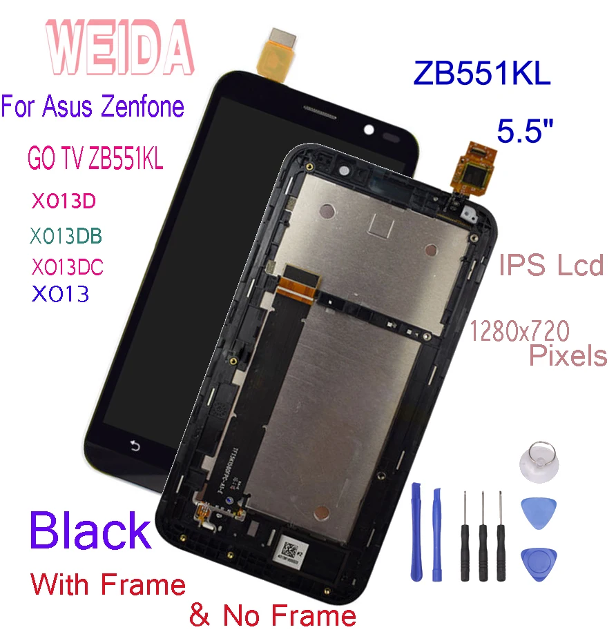 

WEIDA 5.5"For ASUS Zenfone G0 TV ZB551KL X013D X013DB X013DC X013 LCD Display Touch Screen Digitizer Frame Assembly 100% Tested