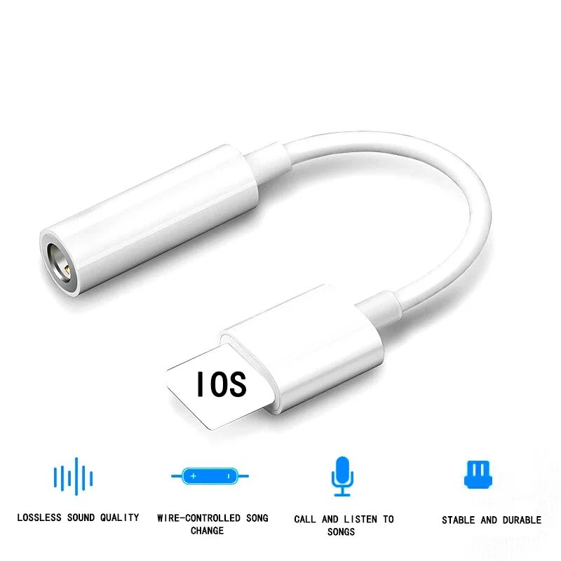 

Lightnings Bluetooth Adapter to 3.5mm Jack For iPhone 7 8 Plus X XR Earphone Audio Splitter Calling Listen Music Converter