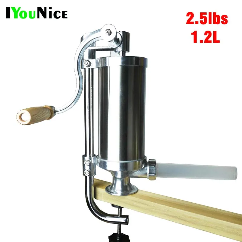 Iyoupite 2.5lbs/1.2L Бытовая Вертикальная колбаса шприцы из нержавеющей стали машина для