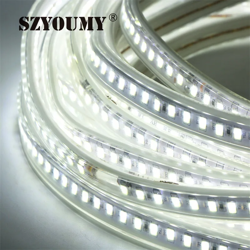 SZYOUMY 120 светодиодный s/m 220 V Светодиодная лента 5630 SMD белый теплый белый ленточный светильник водонепроницаемый 20 м + разъем питания