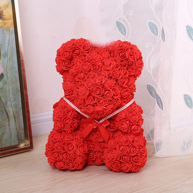 День Святого Валентина подарок розы медведь цветы из материала pe для Свадебная вечеринка для влюбленных на день рождения подарок «Медведь» Форма искусственные цветы для дома Декор - Цвет: red roses