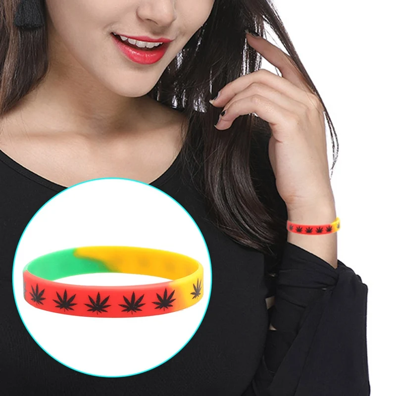 1 шт., модный силиконовый браслет с принтом листьев и сорняков, 3 цвета, черный, белый, модный браслет, ювелирный браслет