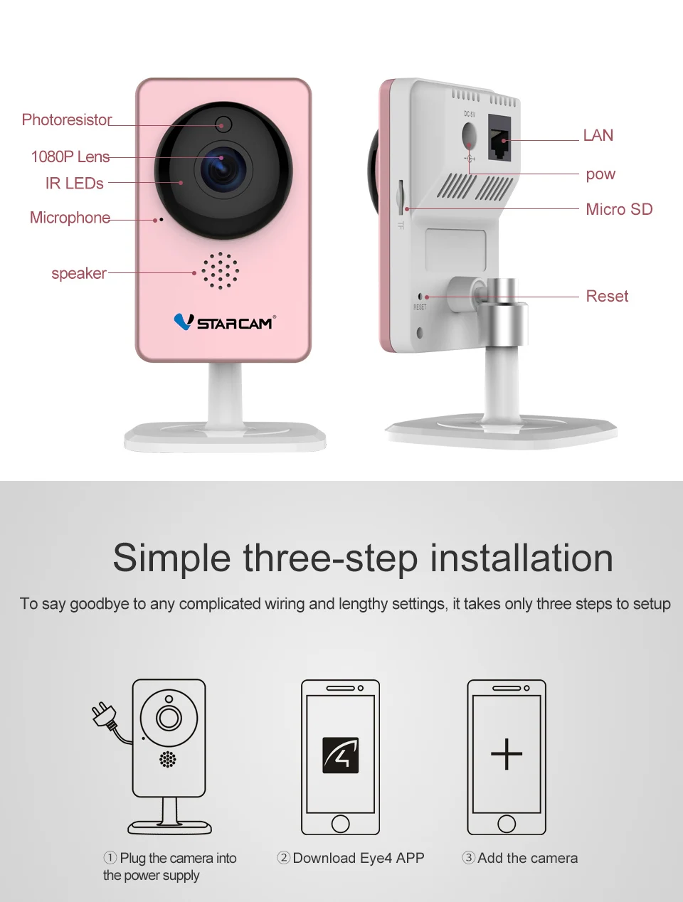 Ip-камера Vstarcam WiFi панорамная 1080P FULL HD мини-камера инфракрасного ночного видения беспроводная сигнализация движения видео монитор C60S