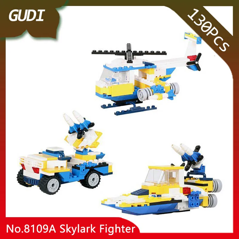 

GUDI 8109A 130pcs 3IN1 Series The Skylark Fighter Model Building Blocks Set Bricks DIY Educational Compatible with Legoings