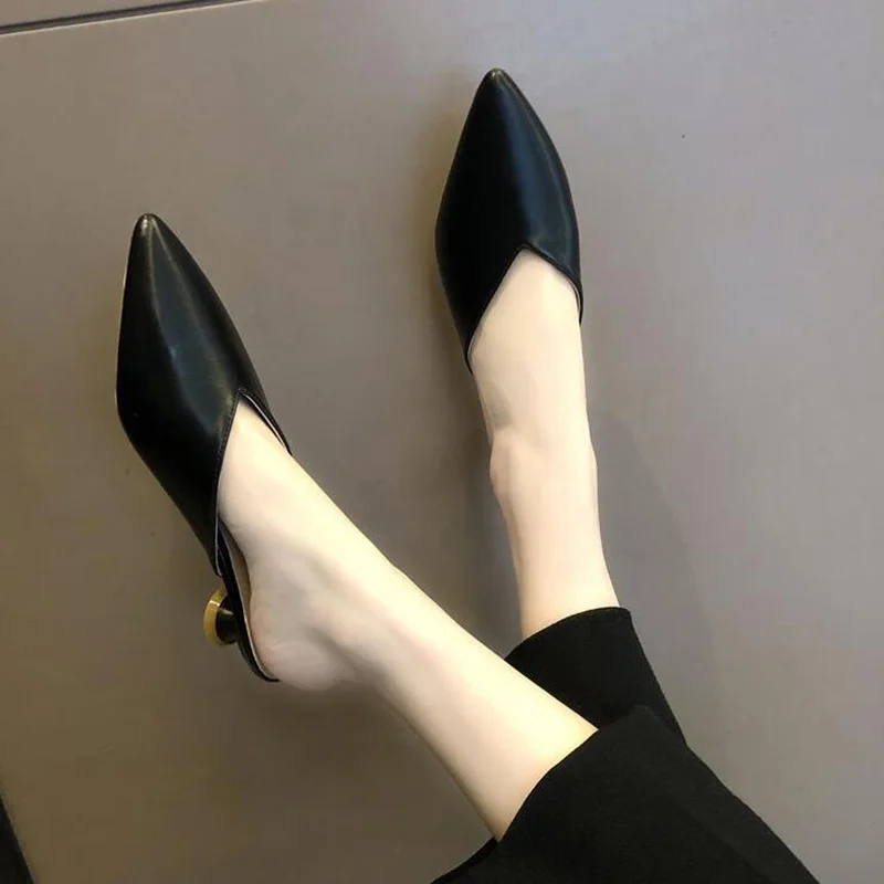black heels slippers