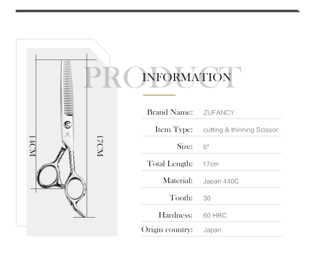 Быстро отправлены zufancy новая ручка Профессиональные Японии 440C 6 дюймов Ножницы Парикмахерские резки и филировочные ножницы парикмахера zf-07