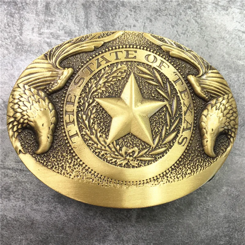 Pentagram Carved Brass Solid Casual Belt Buckle (7)