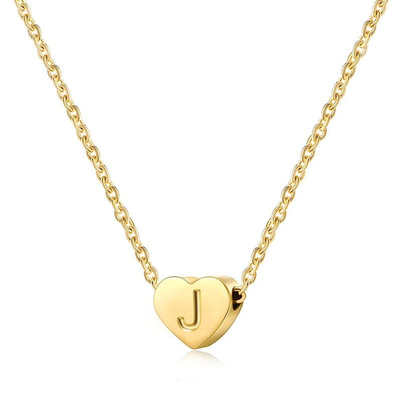 316L A-Z из нержавеющей стали, первоначальное ожерелье с кулоном и буквой для женщин сердце золотистого цвета ожерелье на шею индивидуальный подарок ювелирных изделий