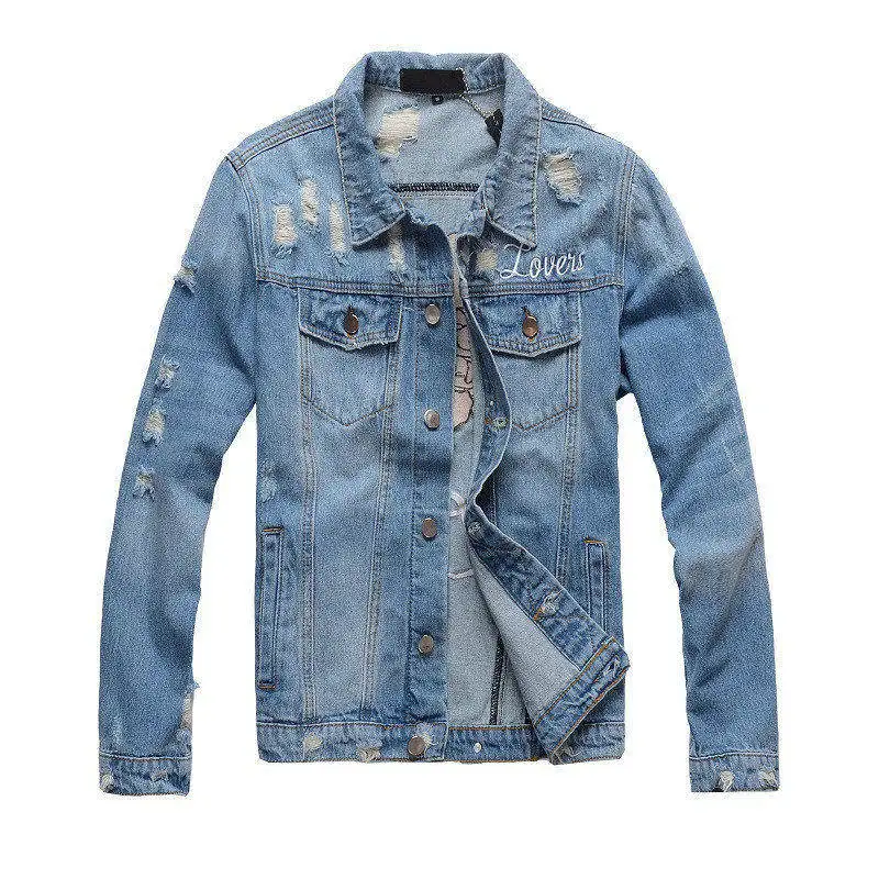 Mcikkny Fashion Men's Ripped Denim Jackets Skull Heart Embroidery Jean Jackets Retro Style Streetwear Coats For Male Size M-4XL  (10)