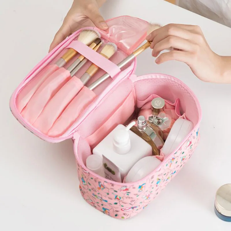 

Flower Bird Storage Organizer Travel Fashion Lady Cosmetics Cosmetic Bag Beautician Storage Bags Large Capacity Women Makeup Bag