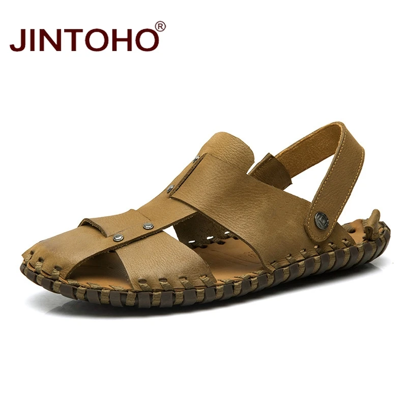 Buy JINTOHO High Quality Mens Leather Sandals Summer Men Shoes Genuine Leather