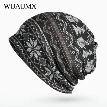 

Wuaumx Unisex Spring Autumn Hats For Men Women Neck Warm Ring Scarf Skullies Beanies For Female Hip Hop Turban Hat czapka zimowa