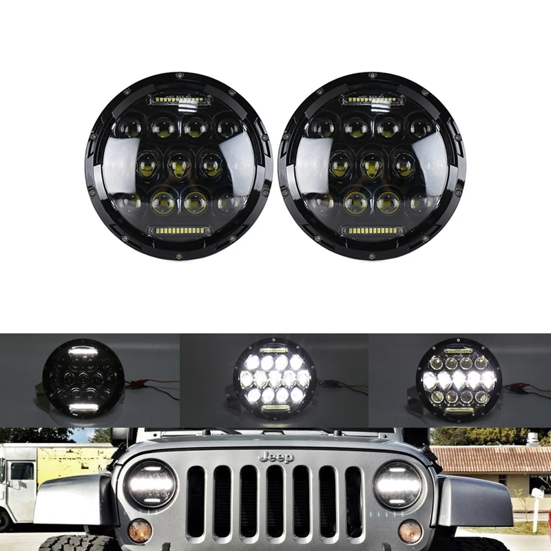 

2PCs 75W 7 Inch Round Led Front Driving Headlight Assembly Kits DRL Hi/Lo Beam For Jeep Wrangler JK Hummer H1 H2 Lada 4x4 urban