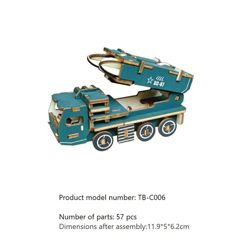 

3D Puzzles Wooden MISSILE CAR Kids Educational Learning Toys Art Crafts DIY Color Jigsaw Brain Teaser Boys Girls Games Gift