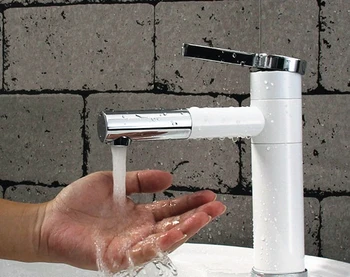 

Free shipping White Painting Chrome Solid Brass 360 Degree Rotatable Bathroom Vanity Sink Basin Torneira Faucets Mixers Taps