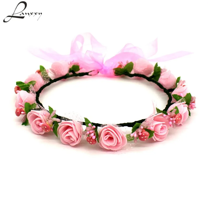 

Lanxxy 2018 New Summer Girls Headbands Cute Mushroom Flowers Hairbands Women Fashion Floral Crown Hair Accessories