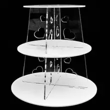 3 уровня белый круг сердце стекло многоуровневый кекс стенд трафарет для свадьбы