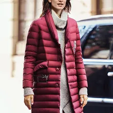 BOSIDENG X-long пуховик 90% белый утиный пух пальто для женщин Зимняя длинная парка OL мода леди v-образным вырезом B1601052