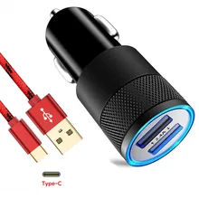 Быстрое двойной Порты и разъёмы USB Автомобильное переходник для зарядного устройства 3FT usb-кабель для телефона Xiaomi mi A2 LITE 6X8 SE красный mi примечание 6 pro 5 5A S2 Pocophone