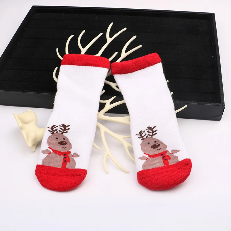 Новые осенне-зимние махровые носки на год Рождественские детские носки с изображением снежного лося и Санта-Клауса Детские хлопковые носки со снеговиком
