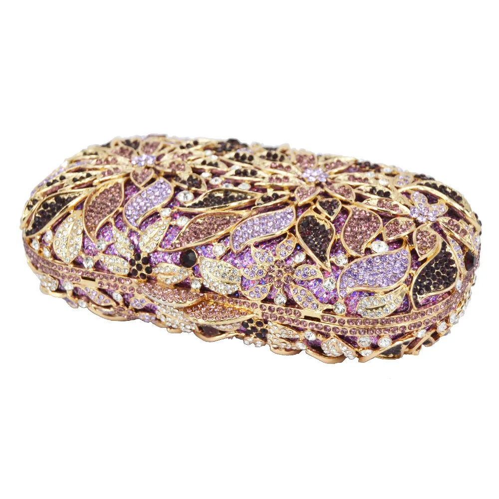 Diamant Silver Femmes Cristal Embrayages Gold Embrayage Bourse purple Parti Sac De Pourpre Soirée Portefeuille Fleur Concepteur Jour Dames Pochette qTtwvAWxf