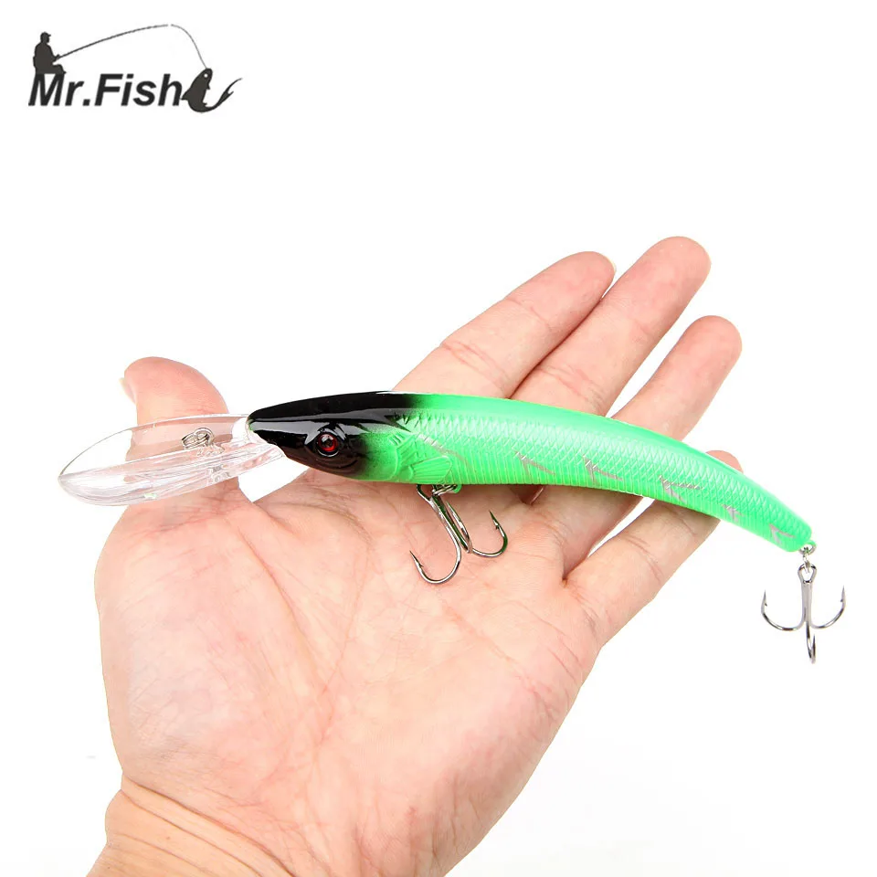 Mr. Fish 1PCS 15.5cm 15.3g Wobbler Fishing Lure Big Minnow Crankbait Peche Bass Trolling Artificial Bait Pike Carp Kosadaka 