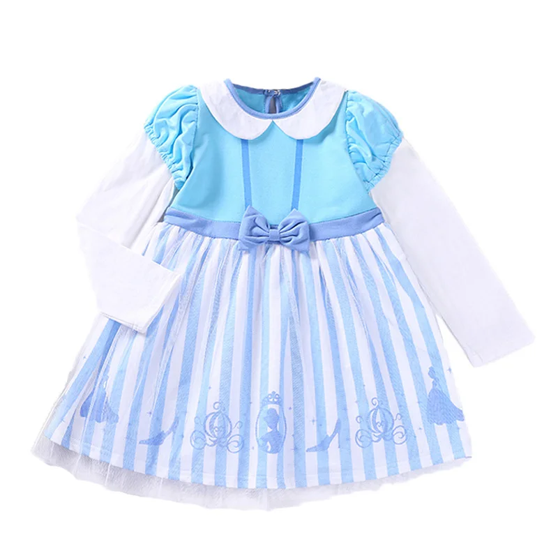 Вечерние платья русалки для маленьких девочек Белоснежка костюм на Хэллоуин Принцесса Золушка косплей детская одежда для девочек Радужное платье 6 лет - Цвет: SkyBlue