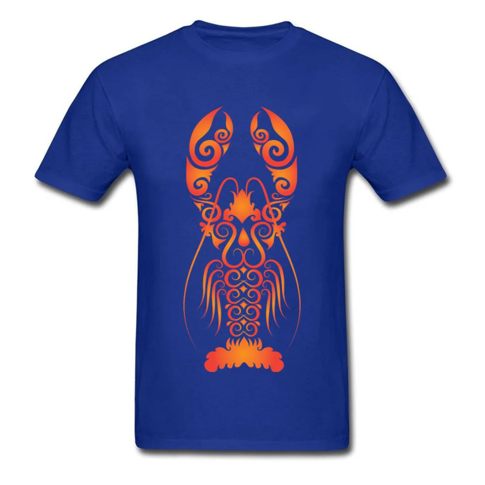 Lobster Ornament Style Crewneck T-shirts VALENTINE DAY Printing Tops Shirt Short Sleeve Discount Cotton Fabric Tops Tees Man Lobster Ornament Style blue