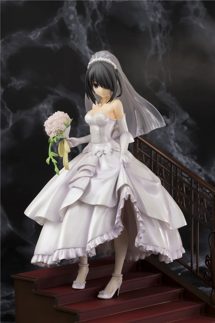 

New DATE A LIVE Tokisaki Kurumi Wedding Dress Version Dolls PVC Japanese Action Figure Collectible Model Toy for Children
