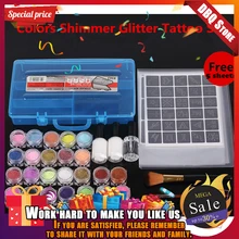 Высокое качество 24 цвета тату набор краски крем макияж масло макияжные трафареты 2 клей и кисти для блеска временные татуировки тела