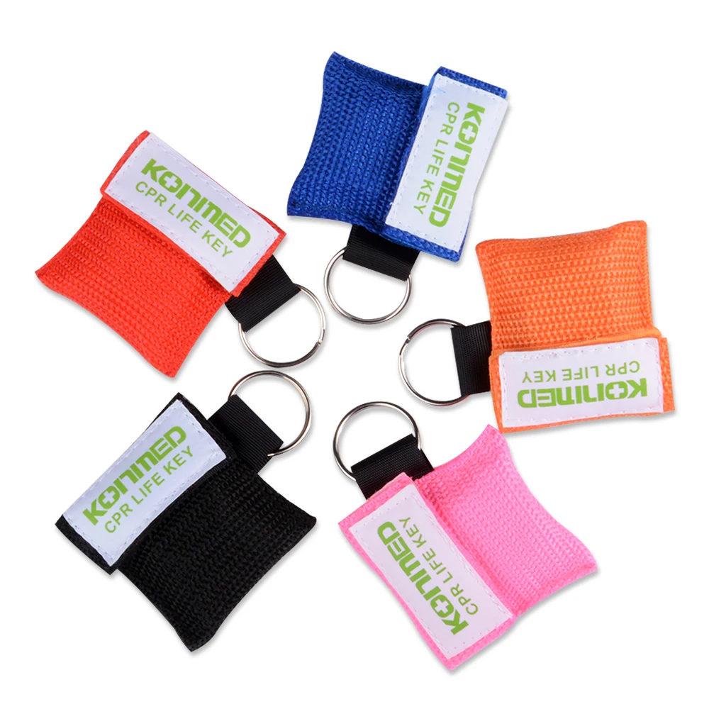 

New CPR Resuscitator Mask Keychain Emergency Face Shield First Aid CPR Mask For Health Care Tools 5 Colors, 5 Pcs