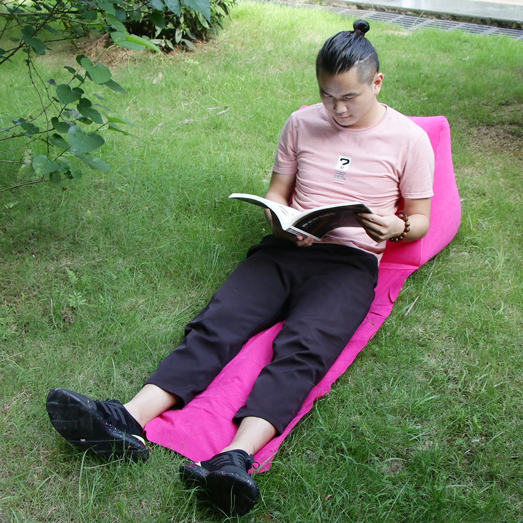 Inflatable Beach Sunbathing Camp Lounger Back Pillow Cushion Chair Air Sleep Bed Lying Seating Inflatable Beach Cushion Chair